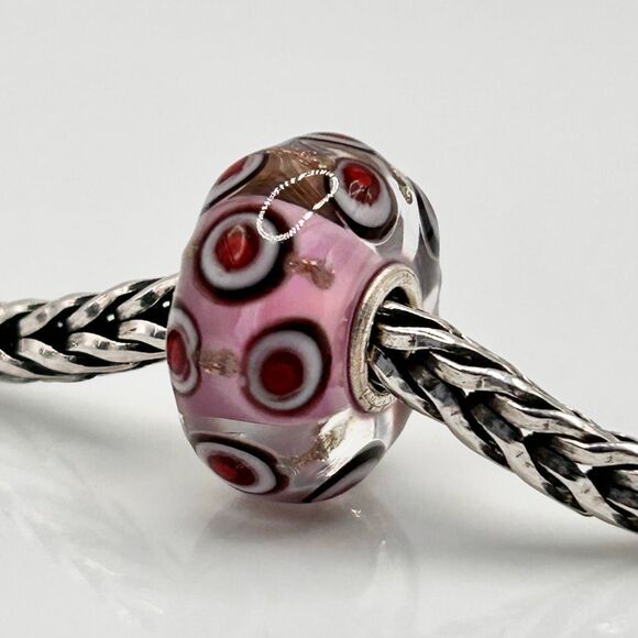TROLLBEADS Pink w Red Dots & Gold Glitter Unique LAA 925S NEW! - Picture 4 of 8